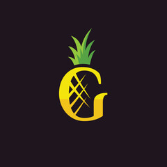 Wall Mural - pineapple logo with letter G concept