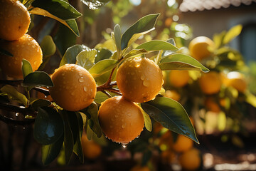 Wall Mural - orange fruit on tree