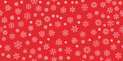Poster - Snowflakes background. Vector seamless pattern dotted with snowflakes. Christmas or New Year background with various snowflakes.