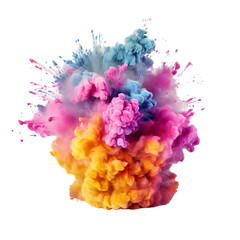 Wall Mural - Colorful holi powder explosion, holi color powder splash, transparent background, Generative ai