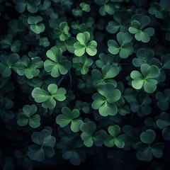 Wall Mural - Green shamrock clover leaves natural background green St. Patrick's day