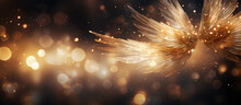 Glowing Angel Wings On Abstract Background With Bokeh