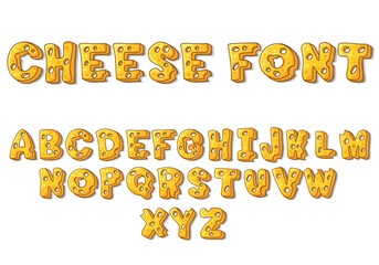 Wall Mural - Hand drawn cheese style vector alphabet. graffiti alphabet in cheese style