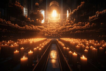 Many Burning Candles, A Ray Of Sunshine In The Temple Window