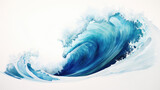Fototapeta  - blue tide watercolor background. Surf illustration
