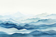 © VICHIZH - Background art hill view mountains landscape illustration watercolor nature background blue sky drawing
