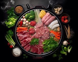 Wall Mural - raw meat with vegetables