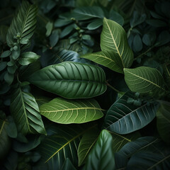 Canvas Print - close up of green leaves