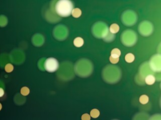 Banner background with abstract blur bokeh. Defocused emerald green background with a gold bokeh