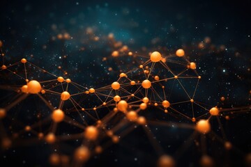 Abstract connection structure with dots and lines. Technology background. 3D rendering, AI Generated