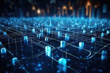 circuit board background. 3d rendering, 3d illustration, cyber big data flow, blockchain data fields