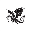 Celestial Wings: Flying Dragon Silhouette Embarking on a Nocturnal Journey - Flying Dragon Silhouette
