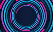 Abstract circle line pattern spin blue pink light isolated on black background in the concept of Artificial intelligence, gaming, music, technology, 