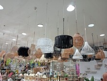 Hanging Lamp Decorations Are Sold In Accessories Shops. Modern And Industrial Style Lamps Decorated In A Modern Style Reception Area.