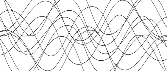 Poster - abstract geometric chaotic wavy lines art.