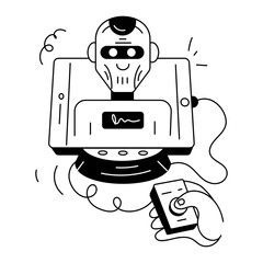 Canvas Print - Get this hand drawn illustration of robot control 