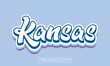  Kansas text effect vector. Editable 3d college t-shirt design printable text effect vector	