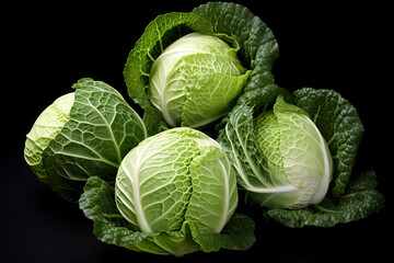 Wall Mural - Cabbage isolated on black background