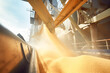 © BlazingDesigns - Port logistics. A bulk cargo loaded with grain in port. Grain deal concept.