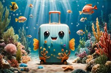 A Travel Suitcase Imaginatively Designed To Look Like A Cute Fish