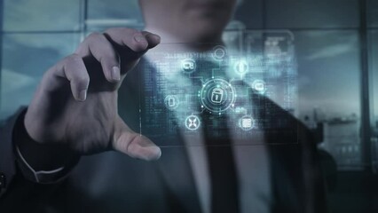 Wall Mural - animation about protected data on the gadget.