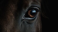  A Close Up Of A Horse's Eye With A Horse's Eyeball In The Center Of The Horse's Eye.