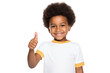 afrikan kid thumbs up on transparent background