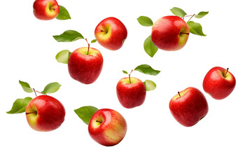 Wall Mural - flying apples isolated on transparent background