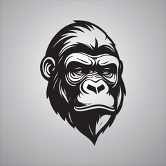 Gorilla face silhouette logo of monkey clip art vector. Ape head icon, wildlife primate symbol, logo style