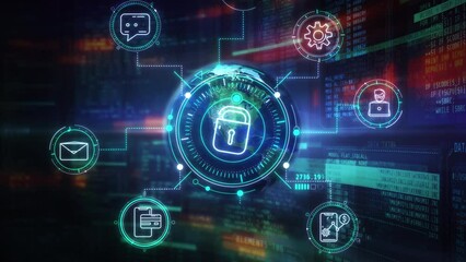 Wall Mural - data protection in the digital space of the earth.