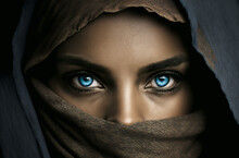 The Eyes Of A Muslim Woman Are A Beautiful Oriental Woman. Generative AI,