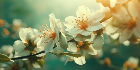 Wall Mural - A close up view of a bunch of white flowers. This image can be used for various purposes