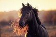 Majestic Black Horse at Sunset