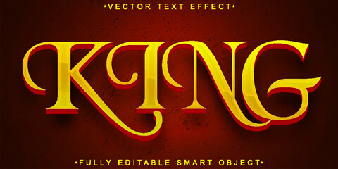 Wall Mural - Luxury Golden King Vector Fully Editable Smart Object Text Effect