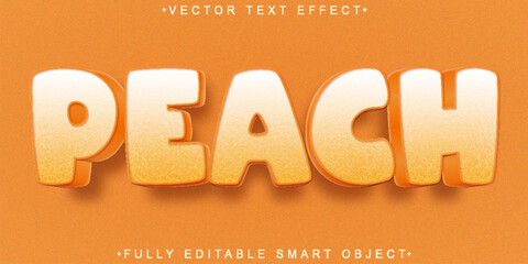 Wall Mural - Orange Cartoon Peach Vector Fully Editable Smart Object Text Effect