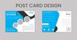 Blue Corporate business postcard or EDDM postcard design template, Post Card Design Layout