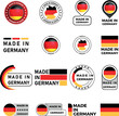 Made in Germany, gefertigt in Deutschland, Export, Fahne, Wahlen, Land - Zeichen, Symbol, Emlbem, Logo, Stempel
