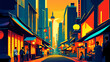 A city's vibrant Chinatown market. vektor icon illustation