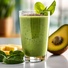 Revitalize with a glass of green smoothie, a blend of vegetables and fruits.