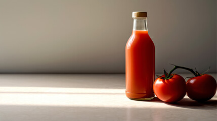Wall Mural - tomato juice in a glass bottle