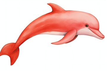 Wall Mural - red dolphin  on white