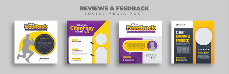 Canvas Print - Client testimonials or customer feedback social media post web banner template, Square web banner templates.