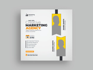 Wall Mural - business marketing live webinar social media post, digital marketing online webinar instagram post, 