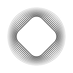 Wall Mural - Abstract deformed black stripes in circle form. Vector illustration. Minimal art. Design element for technology logo, sign, symbol, tattoo, web pages, prints, posters, template, pattern, background