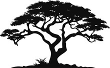 Beautiful Vector Tree Silhouette Outline Vector Icon For Nature Apps And Websites. AI Generated Illustration.