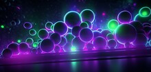 Neon Light Graffiti Featuring A Series Of Green And Purple Polka Dots On A Dotted 3D Background
