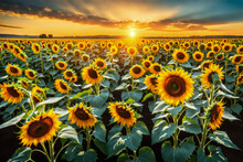 Beautiful Sunflowers Field Wallpaper. Generative Ai