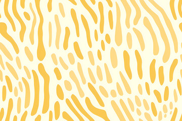 Wall Mural - Abstract seamless pattern with fluid organic shapes in pastel yellow color on white background. Repeating pattern for graphic design, print, interior, packaging paper