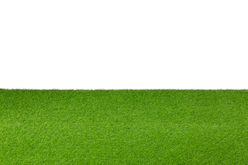 Green artificial grass surface isolated on white