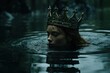 © Margarita Ratatosk - Fantasy woman river nymph, elf princess or mermaid. Princess floats on lake. Mythical female creature, Lady of the Lake. Magic character, spirit of the forest. Mystic witch girl. Fairy tail concept